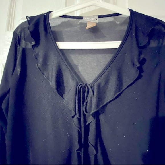 Rave women’s open sheer and sparkly black Top size XLarge.♦️ - Picture 3 of 11